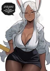 1girls adult adult_female big_breasts boku_no_hero_academia breasts caring cleavage clothed clothed_female concerned concerned_look dark-skinned_female dark_skin female female_focus female_only foonie_xd large_boobs large_breasts looking_at_viewer male_pov mature mature_woman miruko my_hero_academia older_female pov rumi_usagiyama school talking_to_viewer teacher teacher_and_student usagiyama_rumi