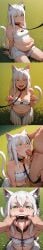 1boy ahe_gao ai_generated albino animal_ears anthro begging begging_pose belly cat_ears cat_girl cat_tail chubby clean_skin close_up collar colored comic cum_in_mouth cum_on_body cum_on_face cum_on_hair daytime detailed echidna_(re:zero) echidna_re_zero expressive face_focus fat_belly female fingers_in_mouth grass_field green_eyes highres holding_own_leash horny incoth kneeling leash male massive_cum_load masterpiece messy mouth_wide_open nature nsfw obese open_mouth outdoors pet_play re:zero_kara_hajimeru_isekai_seikatsu slit_pupils smile solo solo_focus squeezing_own_belly strapless_crop_top stretching_mouth tail thicc thick thick_ass thick_thighs tongue_out unusual_pupils white_hair white_skirt white_strapless_crop_top