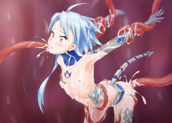 blanc blue_hair blue_nails cum cum_in_mouth cum_inside cum_on_breasts cum_on_face ear flat_chest gloves nails neptunia_(series) rape red_eyes sex short_hair tattoo tentacle tentacle_rape white_heart