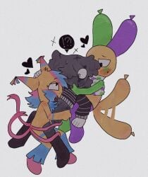 !?! 1girls 2boys 2boys1girl bisexual bisexual_male blot_(dandy's_world) cloudyhehe cum dandy's_world looey_(dandy's_world) mmf_threesome multicolored_body no_genitals_shown roblox_game sweat tagme tail_wagging threesome yatta_(dandy's_world)