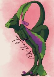 anthro arched_back areola areola_slip ass_up bottomless clothed clothing dinosaur dromaeosaurid eddie_(pitta_the_italian) feathered_dinosaur feathered_scalie feathers female hands_on_knees hands_on_legs microraptor pitta_the_italian prehistoric_species reptile scalie smile solo standing swimwear theropod