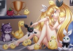 1girls barefoot bird blonde_hair breasts completely_nude darkphoenix dokibird feet female indie_virtual_youtuber light-skinned_female light_skin naked nude nude_female silver_play_button toes tomato trophy twintails virtual_youtuber youtube youtube_creator_award youtube_play_button