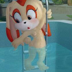 1girls 4kids_entertainment bare_breasts bare_chest breasts bunny cream_the_rabbit exposed exposed_breasts exposed_chest exposed_vagina female genitals girl mousetache naked_female naked_girl naked_outside nude nude_female nude_girl nude_outside nudity outdoor_nudity outdoors outside pool sega skinny_dipping solo sonic_(series) sonic_the_hedgehog_(series) sonic_x tms_entertainment vagina