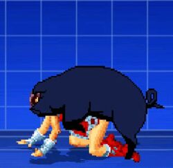 all_fours animated athena_asamiya cum cum_in_pussy cum_inside doggy_style female feral_on_female m.u.g.e.n penetration pig pixel_art rape sex snk violet_hair zoophilia