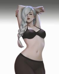big_breasts censored curvy_figure female female_focus female_only hair_over_one_eye jjk jujutsu_kaisen lens_flare meemo.psd mei_mei_(jujutsu_kaisen) patreon purple_eyes thighs thin_waist voluptuous voluptuous_female waist white_background white_hair