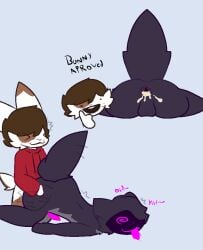 addz_(addzthefur) addzthefur anthro anus ass balls big_butt blush blush_lines bodily_fluids clothing cum cum_drip cum_in_ass cum_inside digital_media_(artwork) dripping duo femboy fur genital_fluids genitals humanoid lagomorph larger_penetrated leporid machine male male/male mammal nude penetration pixel_(artwork) protogen puffy_anus purple_body purple_fur rabbit sex simple_background size_difference small_but_hung smile tail text
