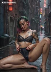ai_assisted ai_generated cyberpunk_2077 judy_alvarez lingerie lingerie_bra lingerie_panties raining redhenxx tagme video video_games wet wet_body wet_skin