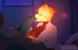absurd_res animal_genitalia animal_penis animated animated_image animated_png anthro bedroom bedroom_window big_breasts big_penis breasts canid canine canine_genitalia canine_penis cat_tail domestic_cat duo elemental_creature felid feline feline_ears feline_tail felis female female_anthro fire flaming_hair fur genitals green_body green_fur grey_body grey_fur hair hi_res huge_breasts huge_cock inkyslinky inkyslinky69 licking machine male male/female mammal narrowed_eyes oral penile penis penis_lick protogen pseudo_hair sex solo_focus tongue white_body white_fur white_skin