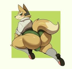 absurd_res anthro ass balls big_butt canid canine curvy_figure femboy fox fox_mccloud genitals hi_res male mammal nintendo samirachuni solo star_fox tail voluptuous voluptuous_anthro voluptuous_male