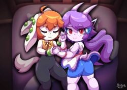 2girls anthro aquatic_dragon big_ass canine dragon female female_protagonist freedom_planet freedom_planet_2 looking_at_viewer milla_basset neurolaart sash_lilac thick_thighs video_games water_dragon yuri