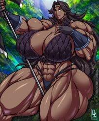 abs amazon_(goblin_slayer) dark-skinned_female goblin_slayer huge_breasts hyper hyper_muscles muscular muscular_female osmar-shotgun