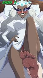 2025 ai_generated big_breasts blush dark-skinned_female ends34 feet female female_focus foot_fetish hazbin_hotel long_hair milf mother one_eye_closed sera_(hazbin_hotel) soles