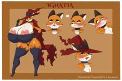 2d 2d_(artwork) 2d_artwork bewitched_hearts character_name character_sheet choker copyright_name expressions eyeshadow fox fox_ears fox_girl foxgirl furry furry_female furry_only happy hourglass_figure huge_ass huge_breasts ignatia_(bewitched_hearts) jacket jacket_on_shoulders lipstick multicolored_fur pinup pout pouting pussy_peek revifrry shiny surprised tagme thick_ass thick_thighs thigh_gap thighhighs thighs witch witch_hat yellow_eyes