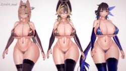 areolae bikini gigantic_breasts honkai_(series) honkai_impact_3rd huge_breasts large_breasts li_sushang pardofelis_(honkai_impact) puffy_areola taf4mad thick_thighs thighs vill-v