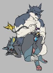 2boys 3_toes ahe_gao all_fours alternate_color anal_beads anthro anus ass ass_grab bandage big_ass big_ears black_fur blue_fur claws collar cum duo erection eyewear feet feline furry fuzzy glasses great_ball grey_background heart hi_res humanoid_penis interspecies kneeling lion luxray male male_only mammal master_ball muscular muscular_male nintendo nude on_top open_mouth original_character pawpads paws penis poke_ball poke_ball_insertion pokemon pokemon_(species) pokemon_dppt pokemon_gsc red_eyes rolling_eyes sex_toy simple_background size_difference sketch slightly_chubby smile soles tag tail teeth testicles thick_thighs tongue typhlosion ultra_ball video_games vongrauenhausen wet white_fur wide_hips