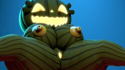 3d big_breasts breasts cute female five_nights_at_freddy's five_nights_at_freddy's_4 glowing_genitalia glowing_pussy halloween jack_o_pumpkin_(fnaf) nude pumpkin_girl pumpkin_head pussy sitting solo source_filmmaker spread_legs vagina