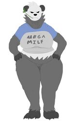 1girls 2018 anthro big_breasts big_feet bottomless breasts chubby claws clothed clothing digital_media_(artwork) feet female female_only furry huge_breasts nintendo pangoro pokémon_(species) pokemon pokemon_xy pussy shirt simple_background smiz solo text thick_thighs video_games wide_hips