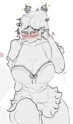 artist_signature austria-hungary_(countryhumans) avg_szekely bare_shoulders big_breasts blush blush_lines breasts cleavage countryhumans countryhumans_girl cute glasses national_personification sketch skirt upskirt