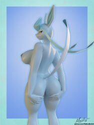 3d_(artwork) anthro areola ass blender_(artwork) breasts digital_media_(artwork) eeveelution female generation_4_pokemon glaceon hi_res hiddenmask18 nintendo nude pokemon pokemon_(species) raised_tail solo spread_butt spreading tail