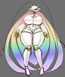 big_breasts breasts doodle female fusion fusion_character gardevoir generation_3_pokemon generation_7_pokemon gipehtyboon long_hair nintendo pale-skinned_female pale_skin pheromosa pokemon pokemon_(species) rainbow_hair standing tall_female tall_girl tall_woman ultra_beast yboon