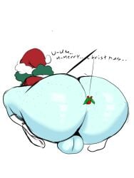 alien ass balls big_ass femboy freckles_on_ass giygal goli_neila green_hair green_skin mistletoe oc phat_ass shiny_ass shy