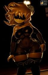 2024 2girls 3d_(artwork) absurd_res anthro bandage bandaged_ear bear big_breasts blender blender_(software) blender_eevee breasts clothed clothing creepy curvaceous curvy curvy_female curvy_figure digital_media_(artwork) dress fazclaire's_nightclub female fingers five_nights_at_freddy's fnaf fredina's_nightclub ghost golden_freddy_(fnaf) golden_fredina_(cally3d) hi_res hidden_character huge_breasts legwear mammal mtf_crossgender rule_63 scottgames snippwapp solo spirit thick_thighs thigh_highs type_0 voluptuous