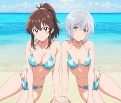 2girls beach bikini female female_only kikuchi_fuuka outdoors tagme