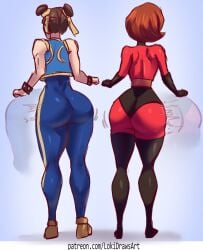 2girls ass ass_shake big_ass big_butthole butt butt_wiggle child_bearing_hips chun-li chun-li_(fortnite) clothed clothed_female crossover dat_ass eastern_and_western_character elastigirl elastigirl_(fortnite) emote fortnite fortnite:_battle_royale helen_parr helen_parr_(fortnite) light-skinned_female light_skin lokidrawsart party_hips shaking_butt street_fighter the_incredibles