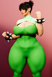 3d black_hair brazilian brazilian_female busty capcom chun-li_(cosplay) cosplay female female_focus holahov hourglass_figure laura_matsuda standing street_fighter tagme wide_hips