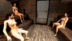 3d 3girls ass big_ass big_breasts big_penis bikini breasts chell crossover dotasluts futa_only futanari human intersex lara_croft lara_croft_(survivor) left_4_dead portal_(series) text tomb_raider tomb_raider_(survivor) url veins veiny_penis watermark zoey_(left_4_dead)