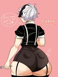 1girls ar_(artist) ass ass_expansion ass_focus ass_grab cakey_(ghost_and_pals) female female_only ghost_and_pals huge_ass shorts solo standing