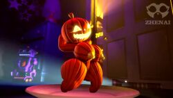 3d animated big_breasts breasts cute dancing female five_nights_at_freddy's five_nights_at_freddy's_4 halloween jack_o_pumpkin_(fnaf) no_sound nude pumpkin_girl pumpkin_head source_filmmaker tagme video zhenai