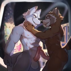 1:1 anthro balls boop canid canine canis duo erection frottage genitals guardians_of_the_galaxy hi_res jrjresq male male/male mammal marvel marvel_comics nintendo nipples nude penile penis procyonid raccoon rocket_raccoon sex star_fox watermark wolf wolf_o'donnell