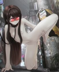 ai_generated bitch_taken_for_walk embarrassed embarrassed_nude_female original_character peeing