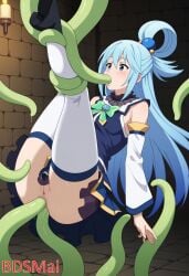 ai_generated aqua_(konosuba) bdsmai blue_eyes blue_hair kono_subarashii_sekai_ni_shukufuku_wo! tentacle tentacle_sex