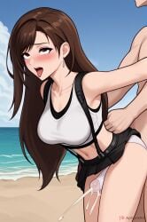 ahe_gao ai_generated arms_pulled_back cumming cumming_in_clothes final_fantasy_vii penis_in_panties rolling_eyes thigh_sex thigh_sex_in_skirt tifa_lockhart tongue_out