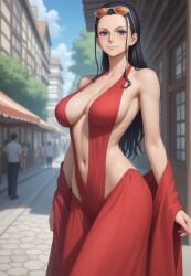 ai_generated breasts female hair male midriff navel nico_robin one_piece robinlover tagme