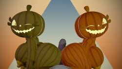 1boy 2girls 3d big_breasts breasts buttjob cute double_buttjob female five_nights_at_freddy's five_nights_at_freddy's_4 halloween imminent_ejaculation jack_o_pumpkin_(fnaf) looking_at_another nude penis pumpkin_butt pumpkin_girl pumpkin_head source_filmmaker threesome