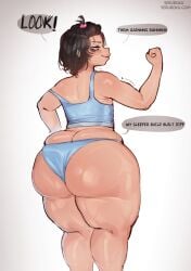 1boy 1femboy ass big_ass big_butt black_hair fat_ass fat_butt femboy flexing flexing_arms flexing_bicep flexing_muscles johhny_(seruroku) light-skinned_femboy light-skinned_male light_skin male male_only seruroku solo_male thick_ass thick_thighs thighs tight_panties workout workout_clothes