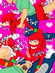 anal anal_sex anthro comic cowgirl_position cum cum_in_ass cum_inside cum_while_penetrated cumshot echidna ejaculation emerald_(gem) ftm_transformation fur gem gender_transformation handjob hands-free human human_on_anthro human_to_anthro interspecies knuckles_the_echidna looking_pleasured male male_only mammal monotreme nude on_top orgasm penetration penis red_fur sex sonic_(series) species_transformation transformation yaoi zielloos_(artist)