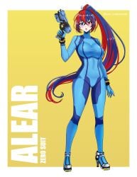 alear_(female)_(fire_emblem) alear_(fire_emblem) alternate_costume breasts crossover female female_only fire_emblem fire_emblem_engage metroid nintendo rein_creamsoda solo zero_suit