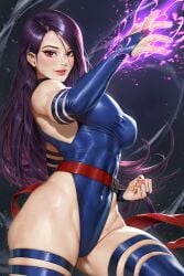 1girls abs bare_arms bare_legs bare_shoulders bare_thighs big_breasts blush clothed clothing color female female_focus female_only fit_female hi_res large_breasts light-skinned_female light_skin long_hair looking_at_viewer marvel marvel_comics muscles muscular muscular_female mutant neoartcore psylocke purple_hair red_eyes solo solo_female tagme thick_thighs x-men