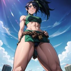 ai_generated akali bigger_female breasts giantess gts height_difference height_growth huge_ass huge_breasts huge_butt larger_female macrophilia microphilia sexy_pose shrinking taller_female taller_girl thick_thighs voluptuous voluptuous_female