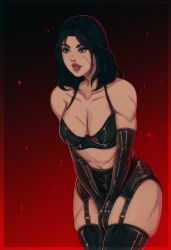 2d 2d_(artwork) asian asian_female batman_(series) cassandra_cain clothed clothed_female dc dc_comics dominant dominant_female domination dominatrix dominatrix_outfit female inksilvery light-skinned_female scar scar_on_face scars_all_over