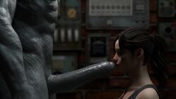 1boy 1girls 3d big_penis blender claire_redfield female kiss kissing_penis male mr_x resident_evil resident_evil_2 resident_evil_2_remake straight tyrant