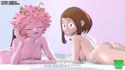 2girls 3d animated ass breasts busty child_bearing_hips completely_nude completely_nude_female curvaceous curvy dominica9 erect_nipples female female_focus female_only horns hourglass_figure huge_ass huge_breasts inviting light-skinned_female light_skin looking_at_viewer mina_ashido multiple_girls my_hero_academia naughty nipples nude nude_female ochako_uraraka pink_skin seductive seductive_smile smile smiling_at_viewer sound suggestive thick thick_ass thick_thighs video voice_acted voluptuous wide_hips