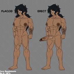 1futa 2d 2d_(artwork) abs areolae balls big_breasts big_penis black_hair black_hair_futa breasts brunette_futa dark-skinned_futanari dark_skin erect_penis flaccid_penis futa_only futanari hard_cock human human_only intersex large_breasts long_hair long_hair_futa monica_clark muscles muscular muscular_futanari naked nude_futanari oc original_character penis solo solo_futa tattoo tattoos testicles thespicyname veins veiny_penis