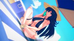 1girls 3d beach big_breasts breasts female female_only hex_maniac koikatsu pazarts_ pokemon purple_eyes solo swimsuit