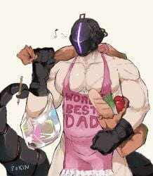 apron areola_slip bara big_pecs bondrewd dilf gloves helmet househusband made_in_abyss male male_only mask masked masked_male mechanical_tail muscular muscular_male naked_apron pale-skinned_male pale_skin pecs pokingdough solo