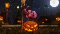 halloween morilymory night_elf night_elf_female pink_body purple_hair raelisenna_nightdream solo world_of_warcraft